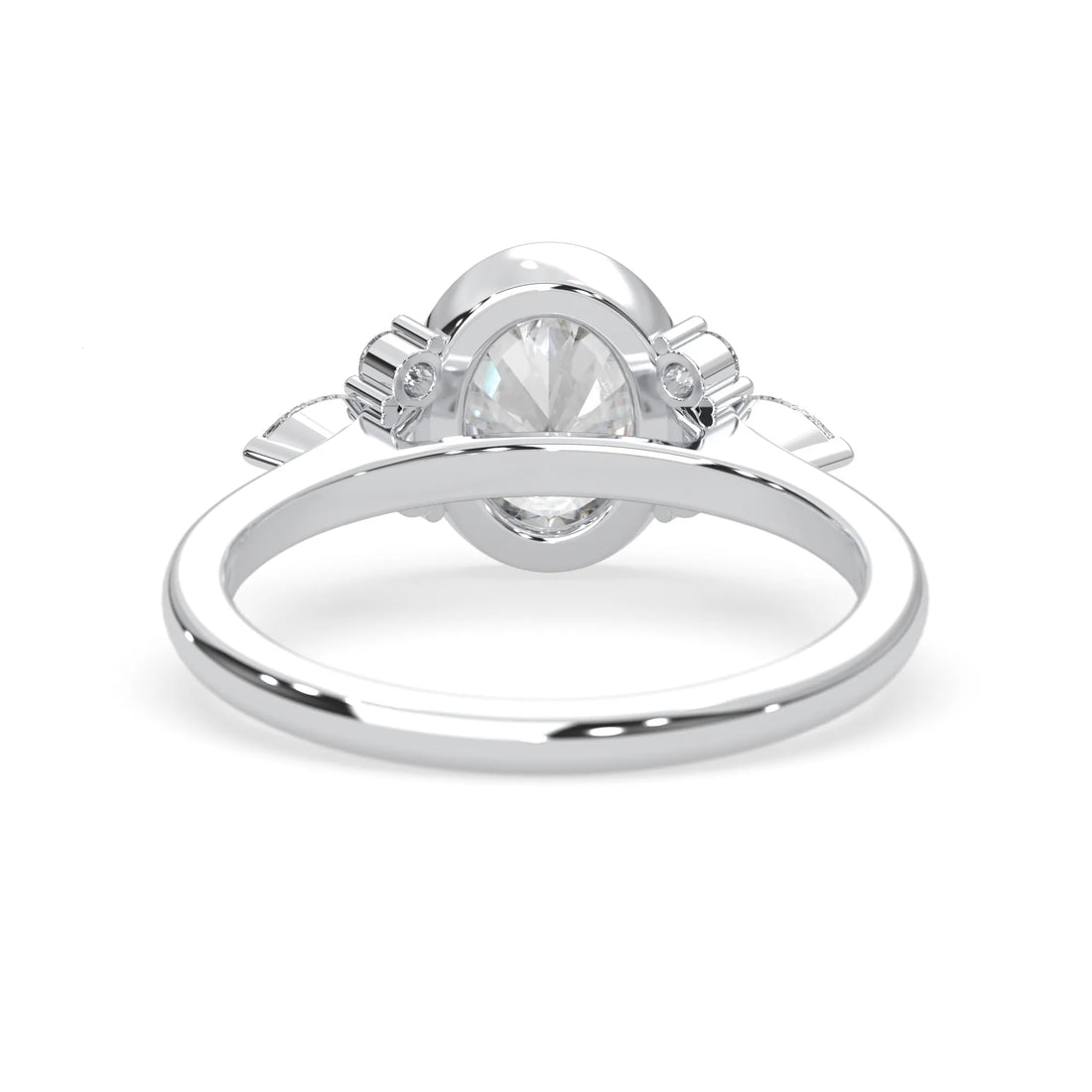 OctaPearl 2.00 ct Bezel Set Oval Lab Grown Diamond Seven Stone Floral Engagement Ring