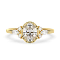 OctaPearl 2.00 ct Bezel Set Oval Lab Grown Diamond Seven Stone Floral Engagement Ring