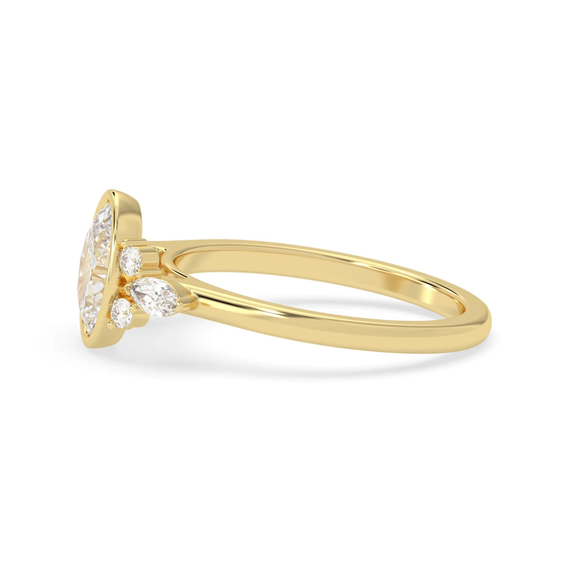 OctaPearl 2.00 ct Bezel Set Oval Lab Grown Diamond Seven Stone Floral Engagement Ring