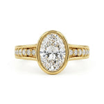 2.30 CT Bezel Set Oval Moissanite Pave Engagement Ring | OctaPearl