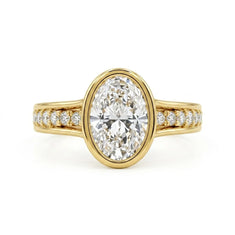 2.30 CT Bezel Set Oval Moissanite Pave Engagement Ring | OctaPearl