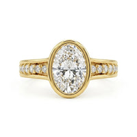 2.30 CT Bezel Set Oval Moissanite Pave Engagement Ring | OctaPearl