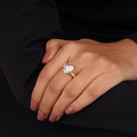2.30 CT Bezel Set Oval Moissanite Pave Engagement Ring | OctaPearl