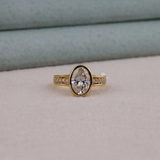 2.30 CT Bezel Set Oval Moissanite Pave Engagement Ring | OctaPearl - alternate view