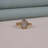2.30 CT Bezel Set Oval Moissanite Pave Engagement Ring | OctaPearl