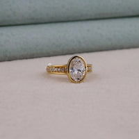 2.30 CT Bezel Set Oval Moissanite Pave Engagement Ring | OctaPearl