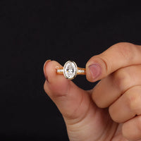 2.30 CT Bezel Set Oval Moissanite Pave Engagement Ring | OctaPearl
