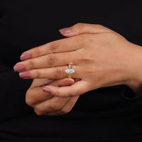 2.30 CT Bezel Set Oval Moissanite Pave Engagement Ring | OctaPearl