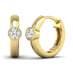 OctaPearl Bezel Set Round Lab Grown Diamond Huggie Hoop Earrings