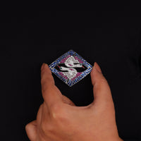 Blue & Pink CZ Double Heron Brooch Pin Geometric Hip Hop Statement Jewelry