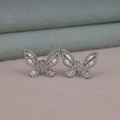 Butterfly Inspire CZ Pave Stud Earrings With Push Back | OctaPearl