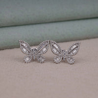 Butterfly Inspire CZ Pave Stud Earrings With Push Back | OctaPearl