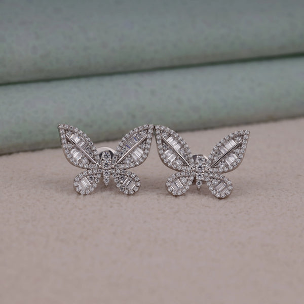 Butterfly Inspire CZ Pave Stud Earrings With Push Back | OctaPearl