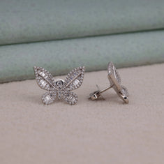 Butterfly Inspire CZ Pave Stud Earrings With Push Back | OctaPearl - alternate view