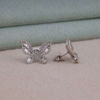 Butterfly Inspire CZ Pave Stud Earrings With Push Back | OctaPearl