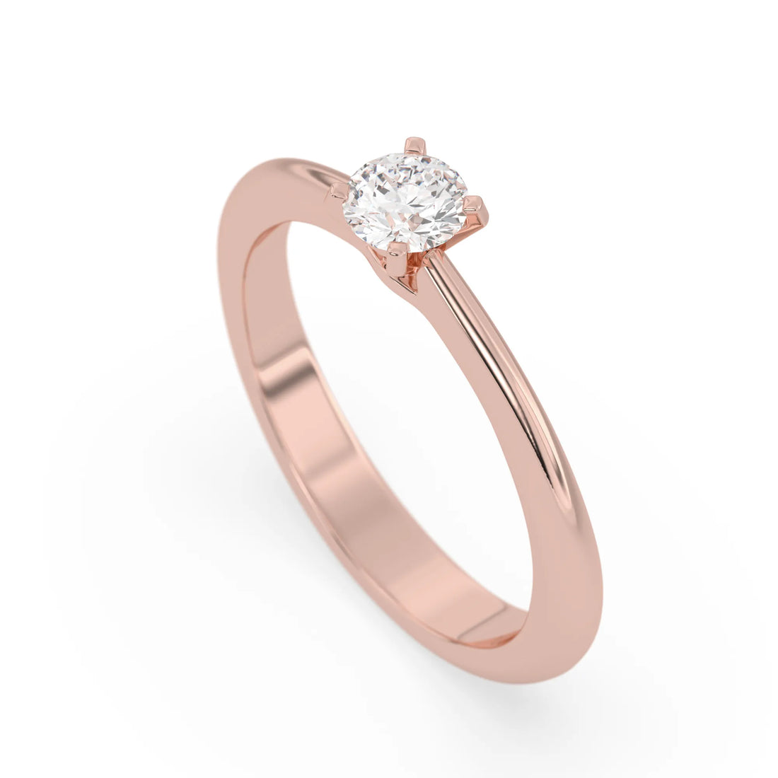 OctaPearl Classic Round Lab Grown Diamond Minimalist Solitaire Engagement Ring