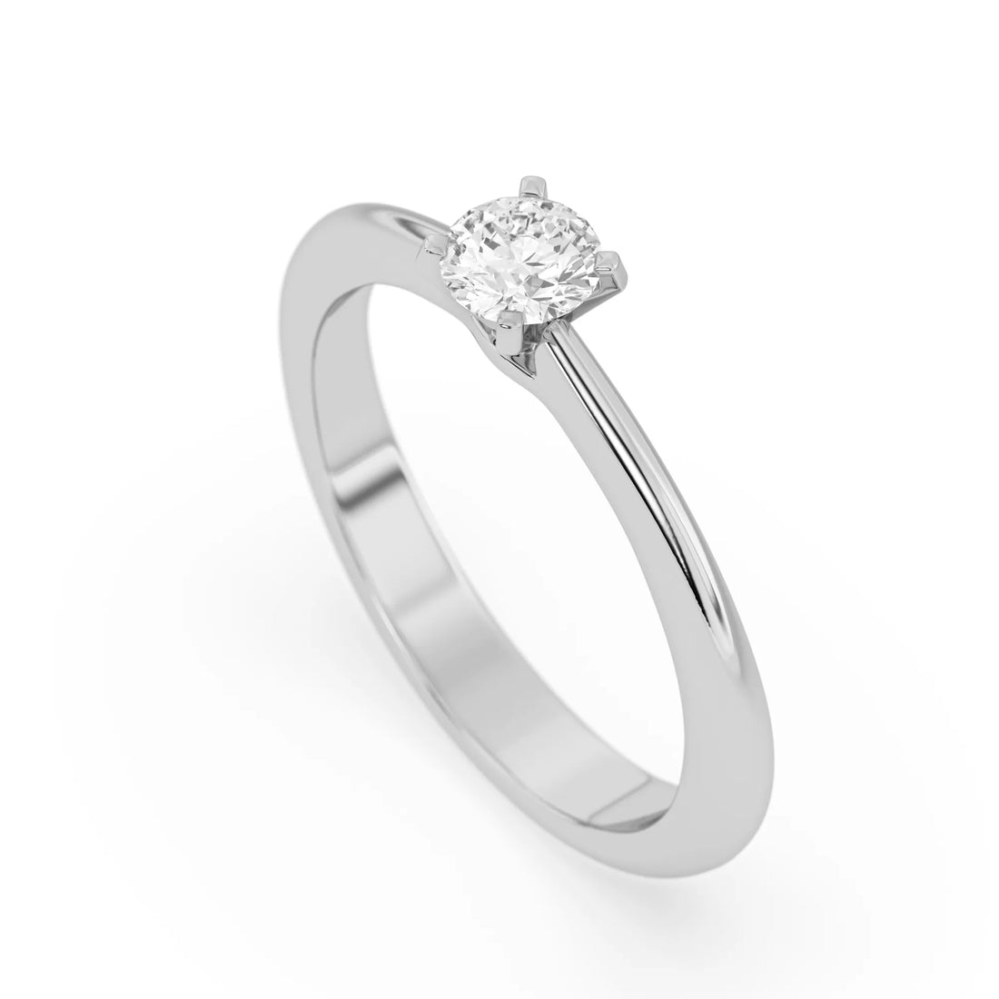 OctaPearl Classic Round Lab Grown Diamond Minimalist Solitaire Engagement Ring
