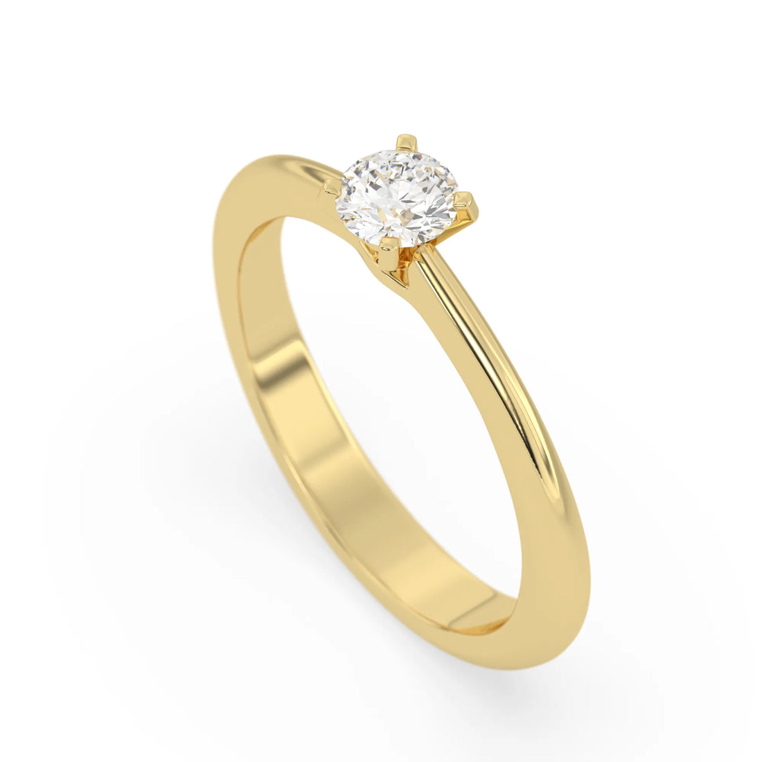 OctaPearl Classic Round Lab Grown Diamond Minimalist Solitaire Engagement Ring