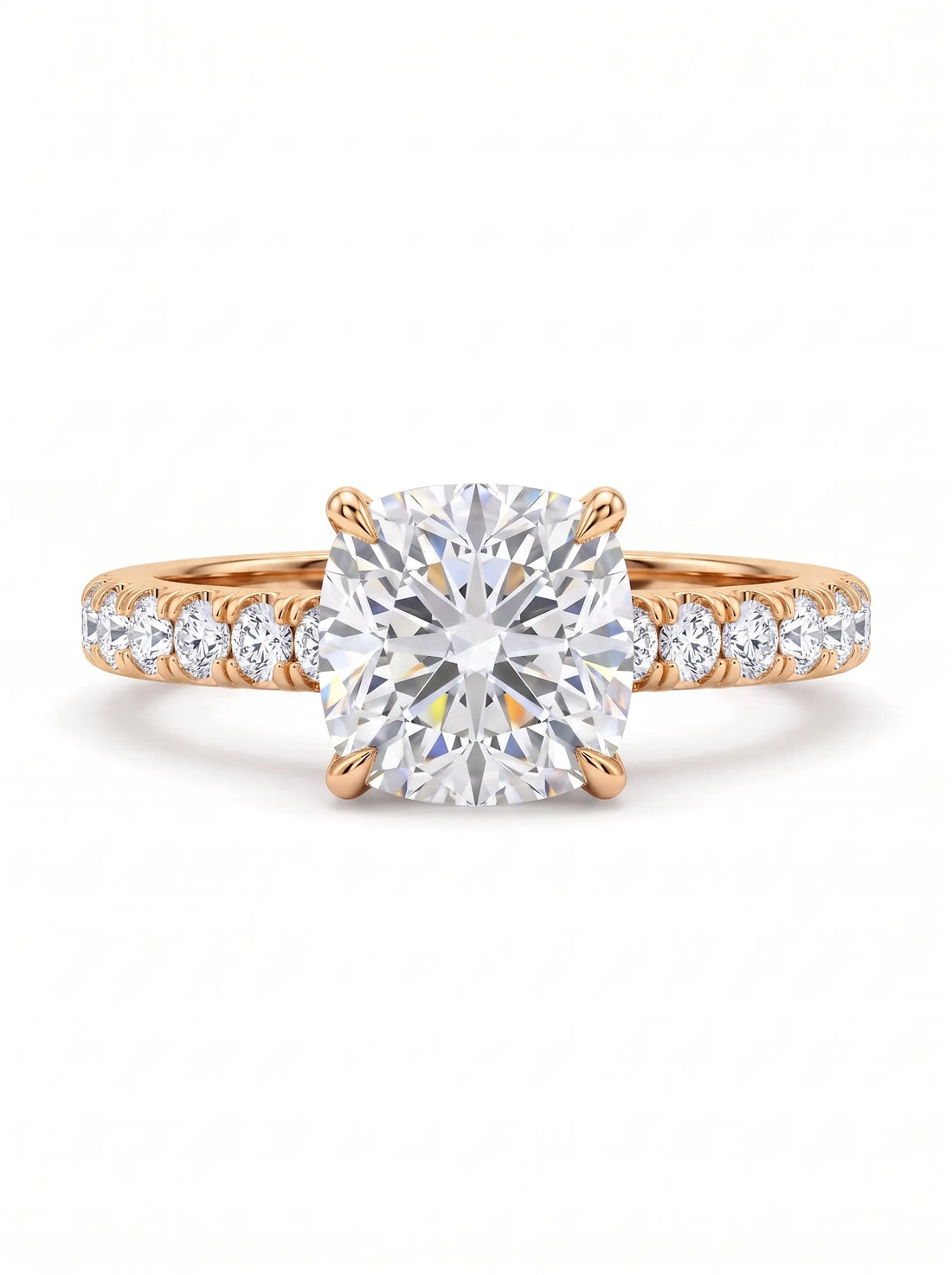 OctaPearl 1 ct Cushion Accent Lab Grown Diamond Engagement Ring