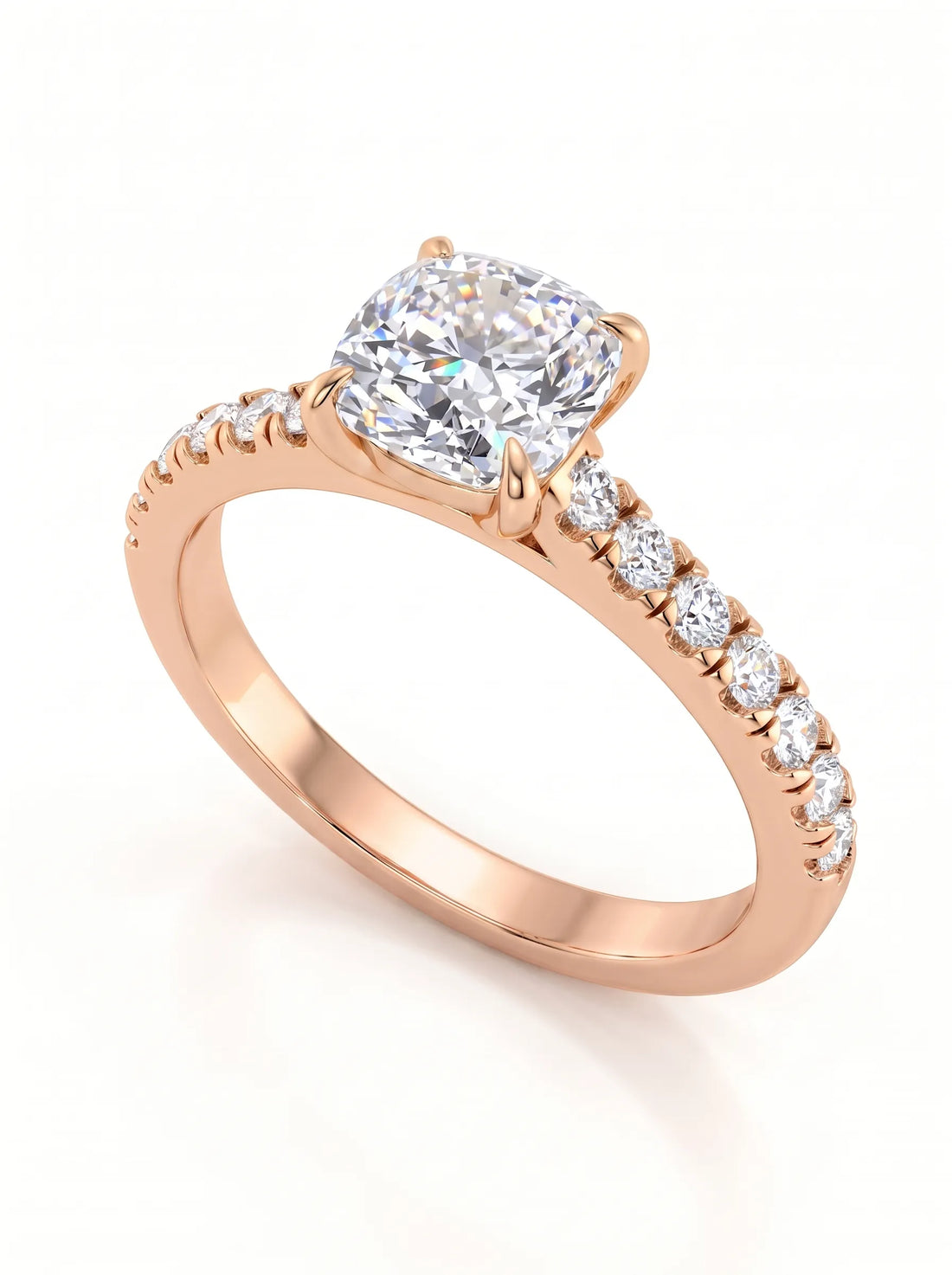 OctaPearl 1 ct Cushion Accent Lab Grown Diamond Engagement Ring
