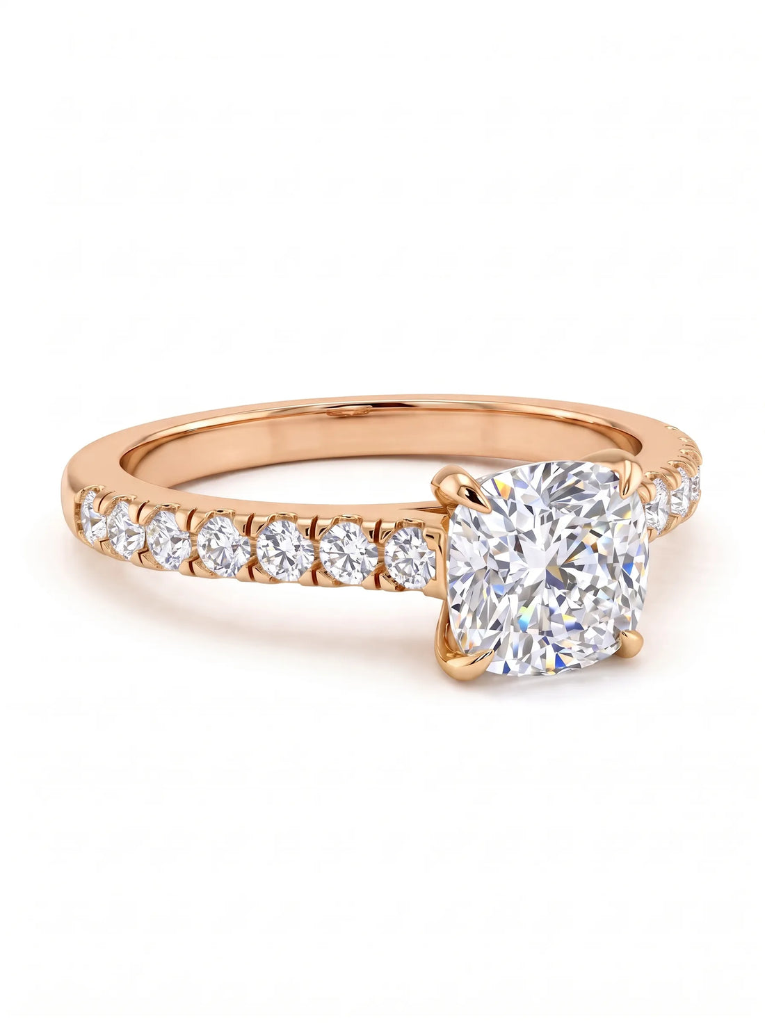 OctaPearl 1 ct Cushion Accent Lab Grown Diamond Engagement Ring