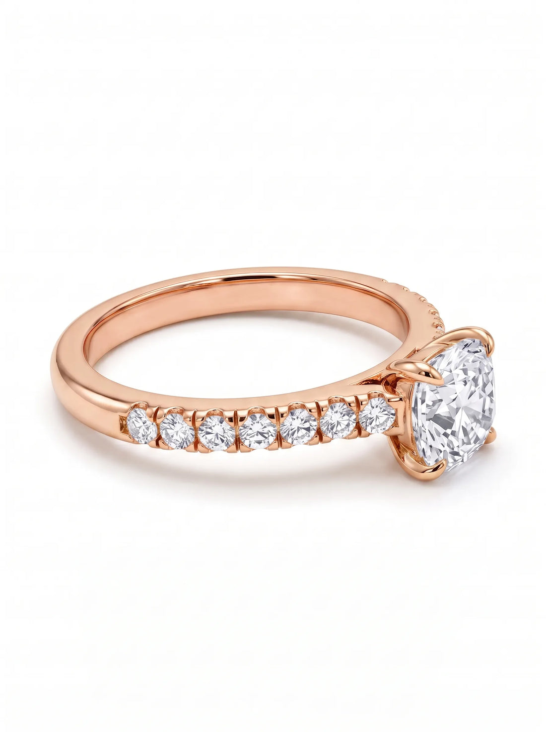 OctaPearl 1 ct Cushion Accent Lab Grown Diamond Engagement Ring