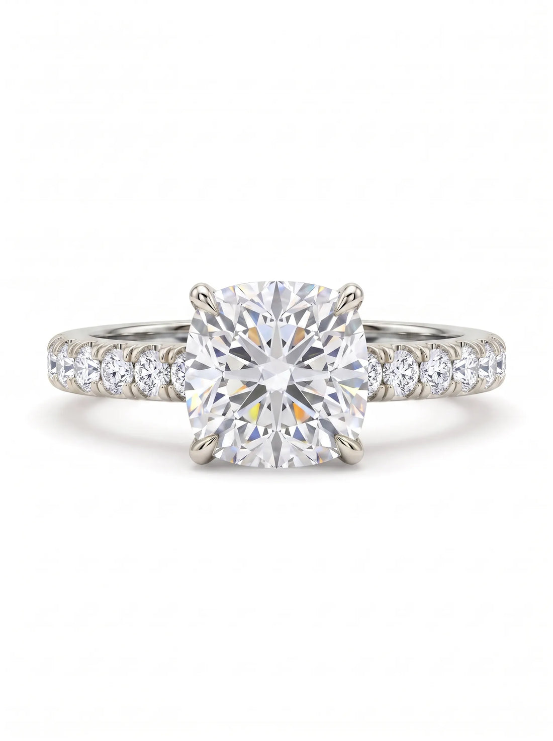 OctaPearl 1 ct Cushion Accent Lab Grown Diamond Engagement Ring