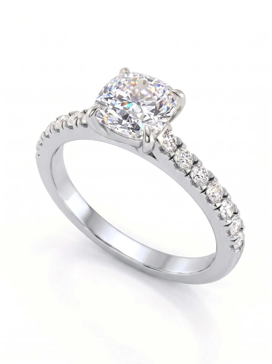 OctaPearl 1 ct Cushion Accent Lab Grown Diamond Engagement Ring