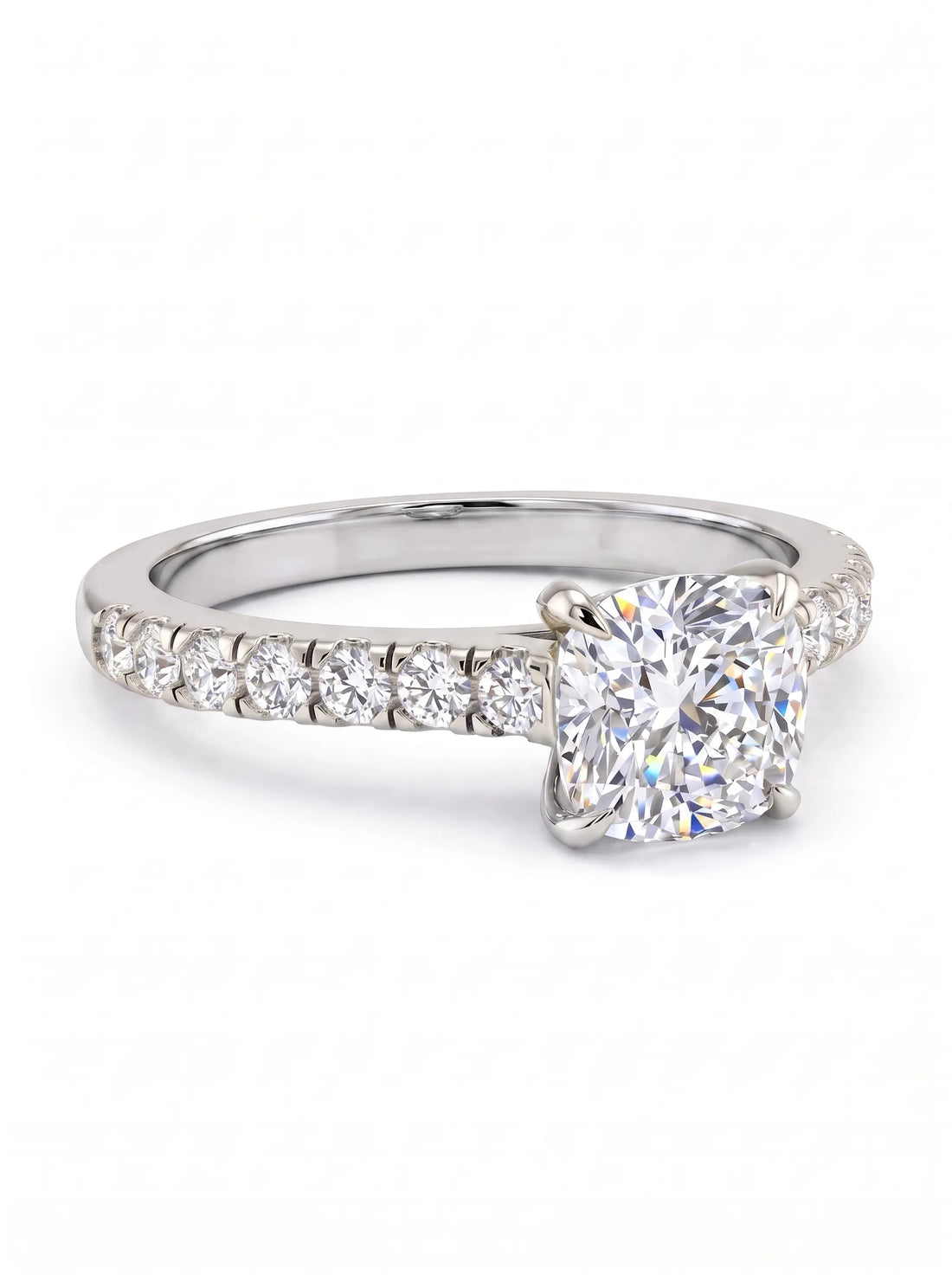 OctaPearl 1 ct Cushion Accent Lab Grown Diamond Engagement Ring
