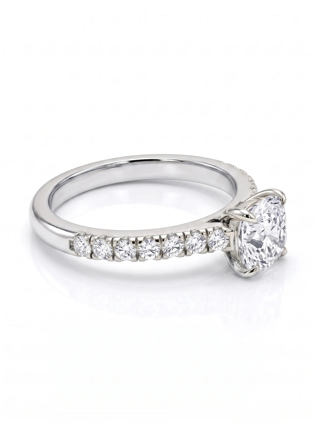 OctaPearl 1 ct Cushion Accent Lab Grown Diamond Engagement Ring