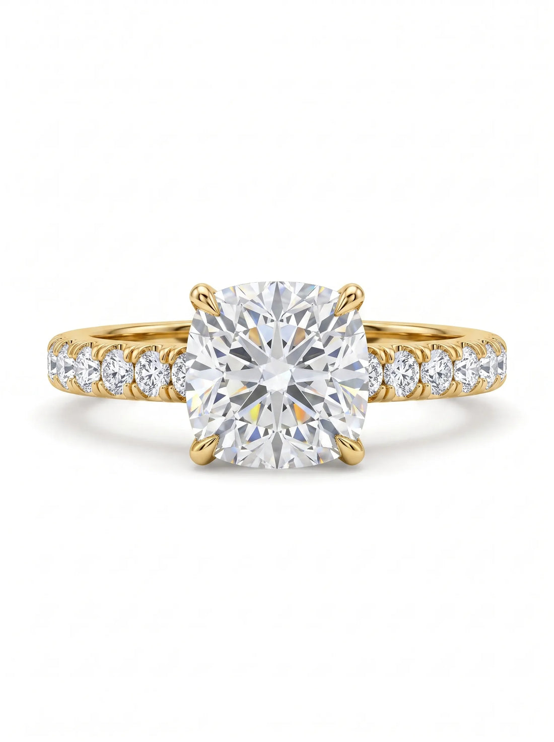 OctaPearl 1 ct Cushion Accent Lab Grown Diamond Engagement Ring