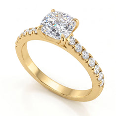 OctaPearl 1 ct Cushion Accent Lab Grown Diamond Engagement Ring - alternate view