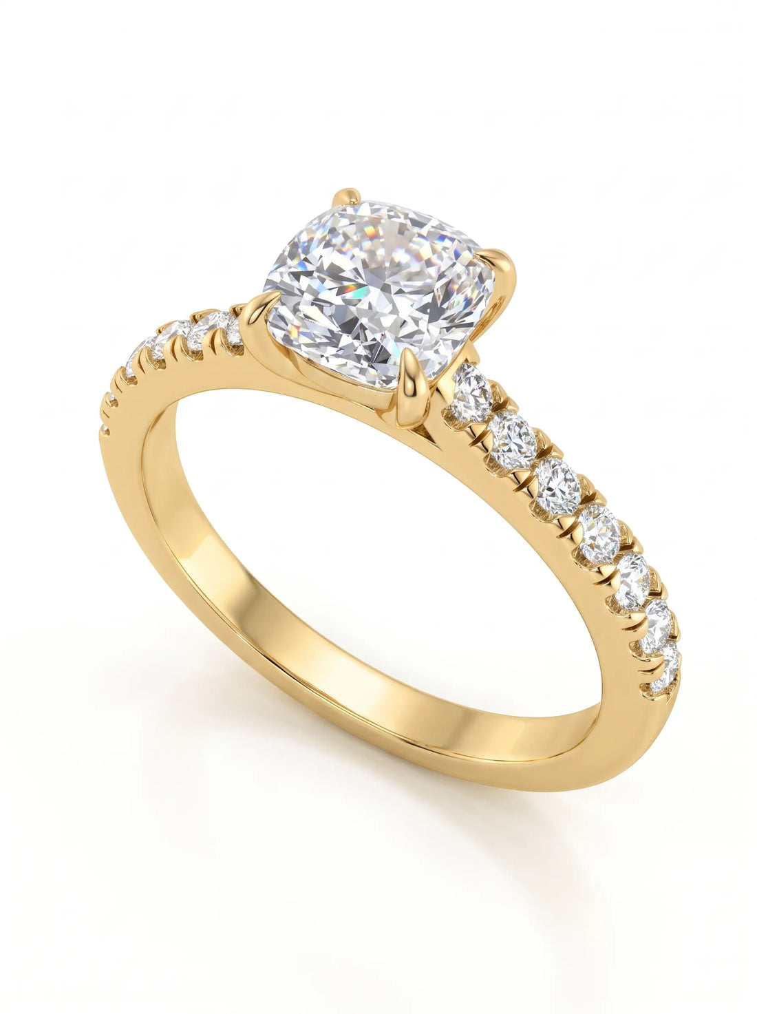 OctaPearl 1 ct Cushion Accent Lab Grown Diamond Engagement Ring