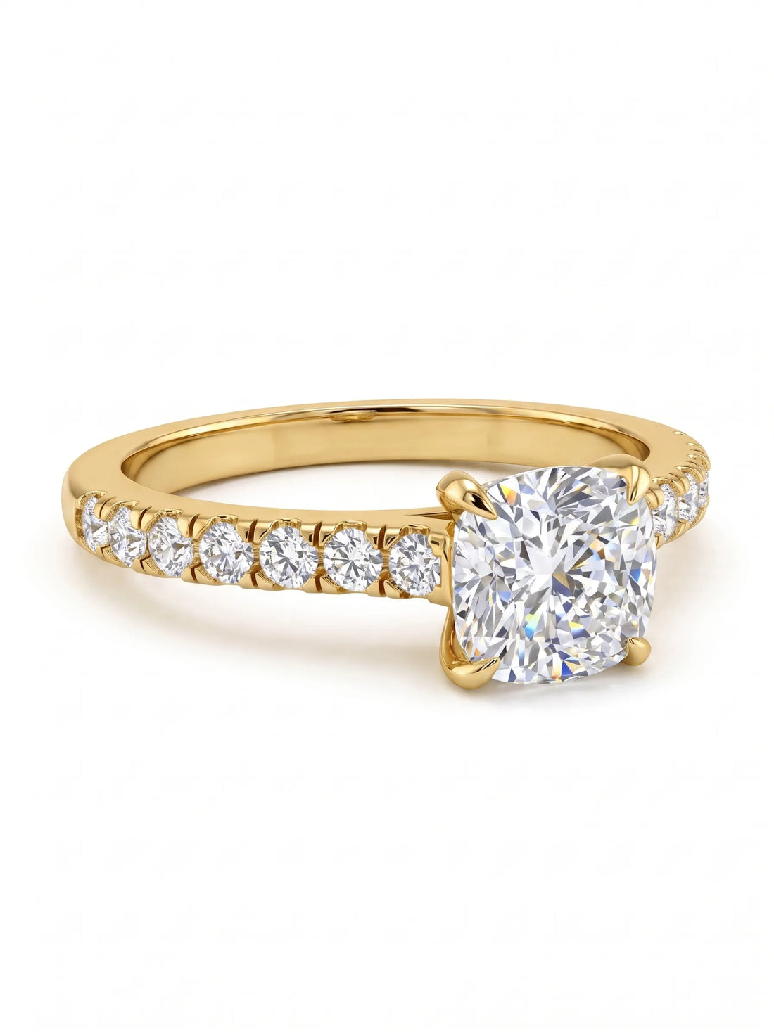OctaPearl 1 ct Cushion Accent Lab Grown Diamond Engagement Ring