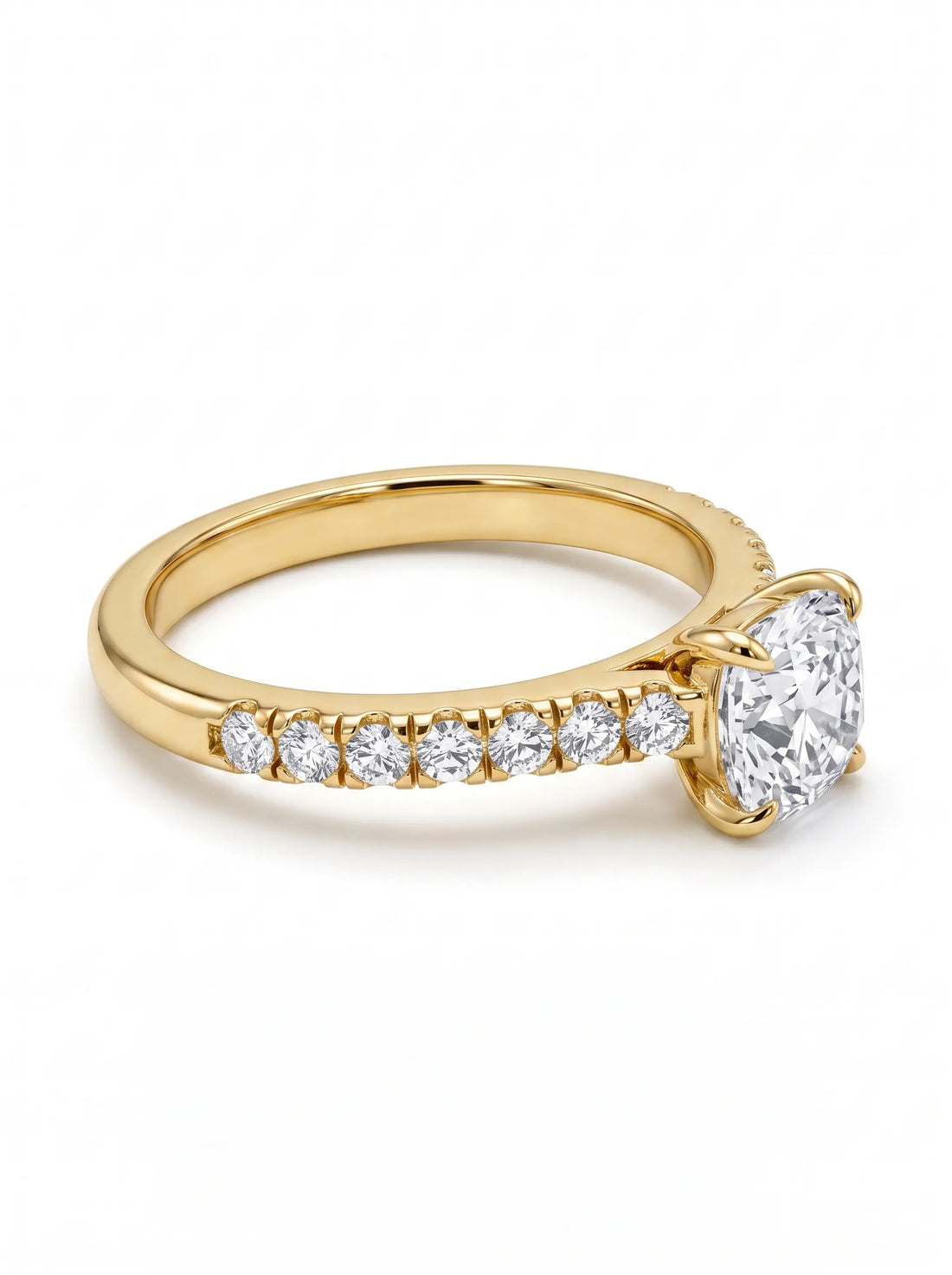 OctaPearl 1 ct Cushion Accent Lab Grown Diamond Engagement Ring