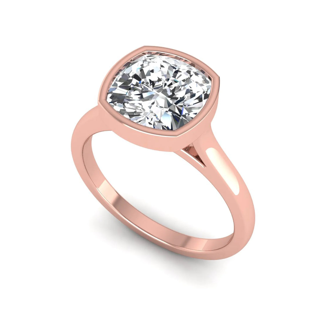 OctaPearl Cushion Bezel Set Lab Grown Diamond Solitaire Ring