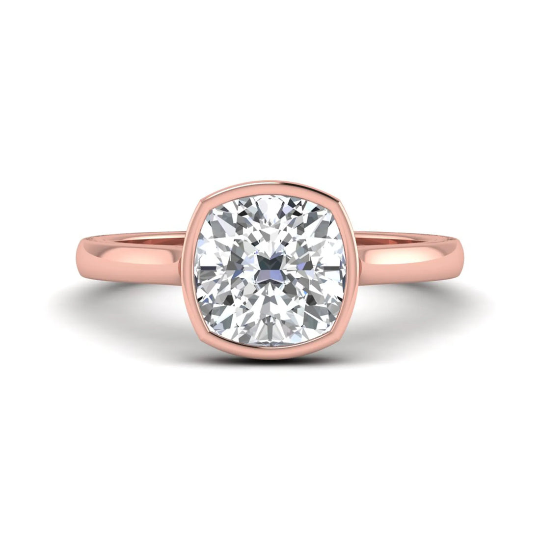 OctaPearl Cushion Bezel Set Lab Grown Diamond Solitaire Ring