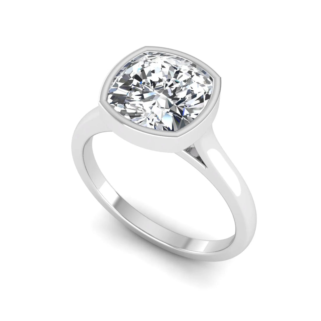 OctaPearl Cushion Bezel Set Lab Grown Diamond Solitaire Ring