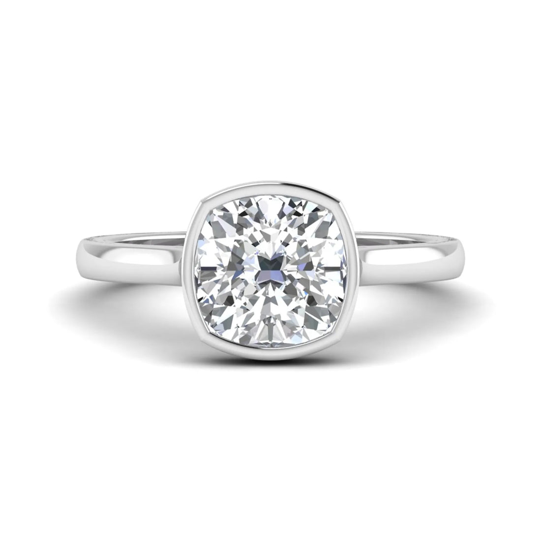 OctaPearl Cushion Bezel Set Lab Grown Diamond Solitaire Ring