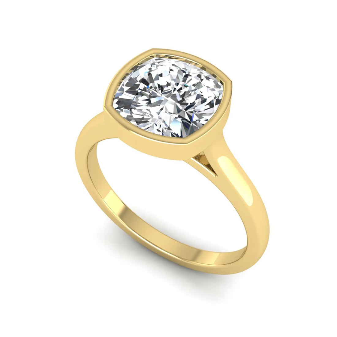 OctaPearl Cushion Bezel Set Lab Grown Diamond Solitaire Ring