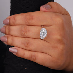 Cushion Cut CZ Three Stone Engagement Ring with Half Moon Side Stones - alternate view