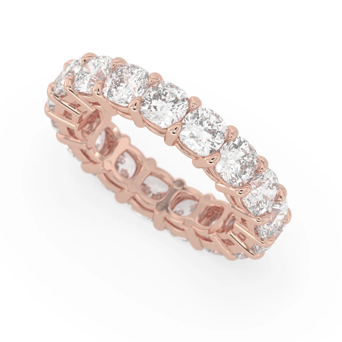 OctaPearl Cushion Cut Lab Grown Diamond Full Eternity Wedding Band