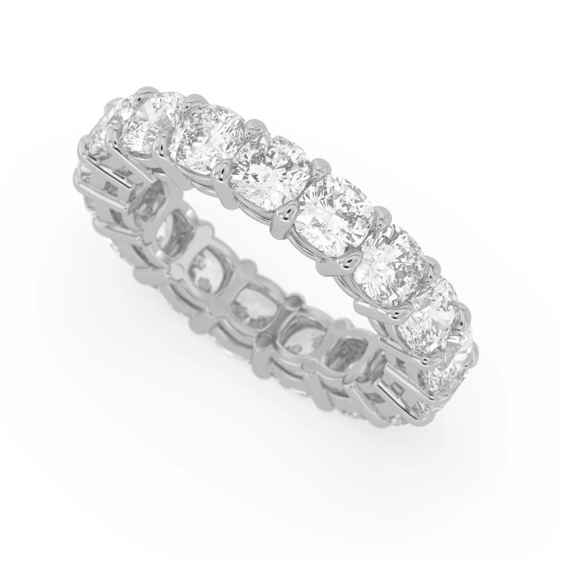 OctaPearl Cushion Cut Lab Grown Diamond Full Eternity Wedding Band