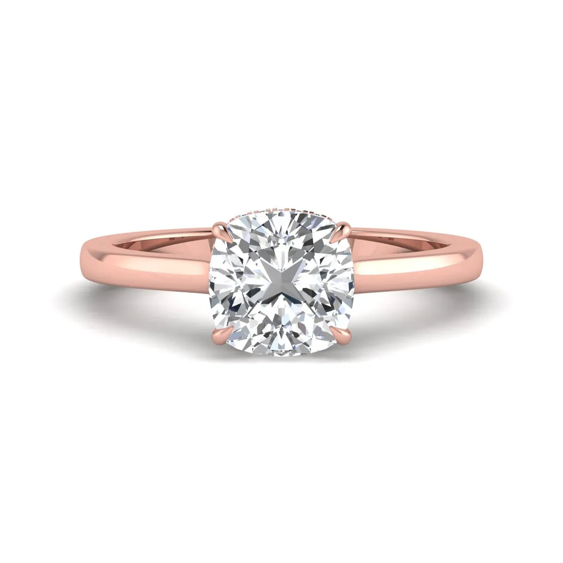 OctaPearl 1.5 ct Cushion Cut Hidden Halo Solitaire Lab Grown Diamond Engagement Ring