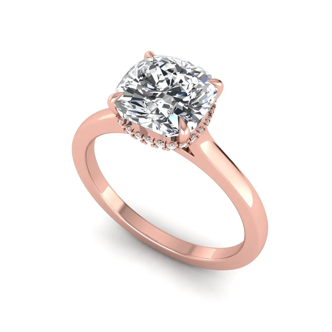 OctaPearl 1.5 ct Cushion Cut Hidden Halo Solitaire Lab Grown Diamond Engagement Ring