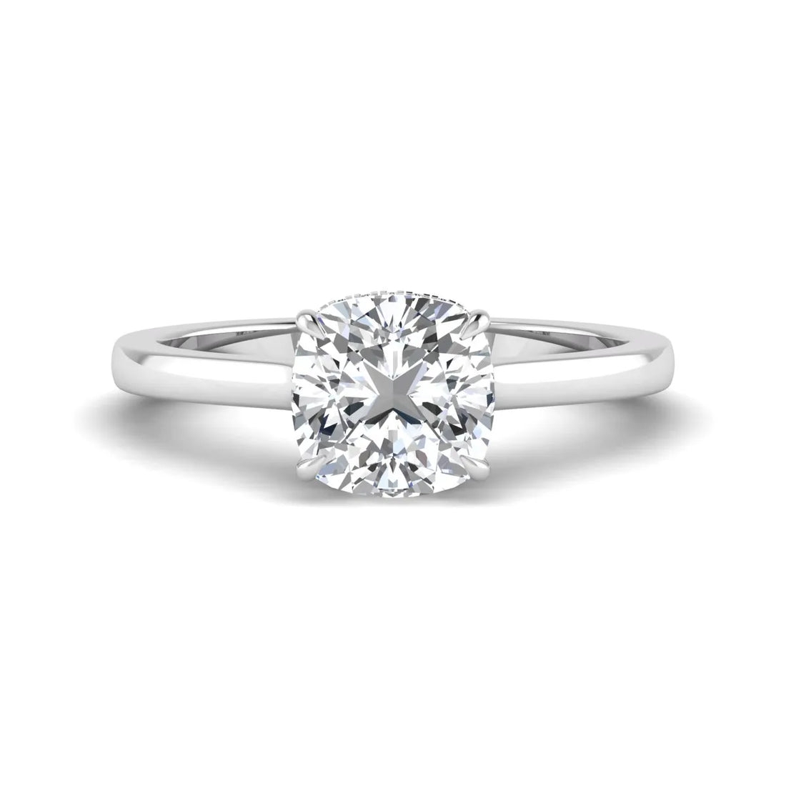 OctaPearl 1.5 ct Cushion Cut Hidden Halo Solitaire Lab Grown Diamond Engagement Ring