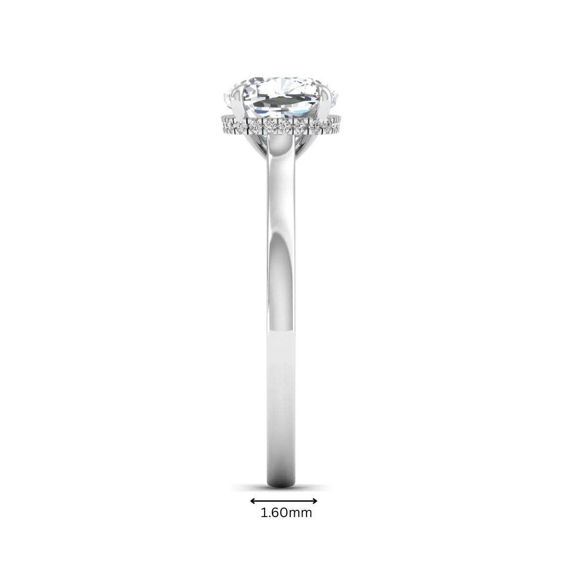 OctaPearl 1.5 ct Cushion Cut Hidden Halo Solitaire Lab Grown Diamond Engagement Ring