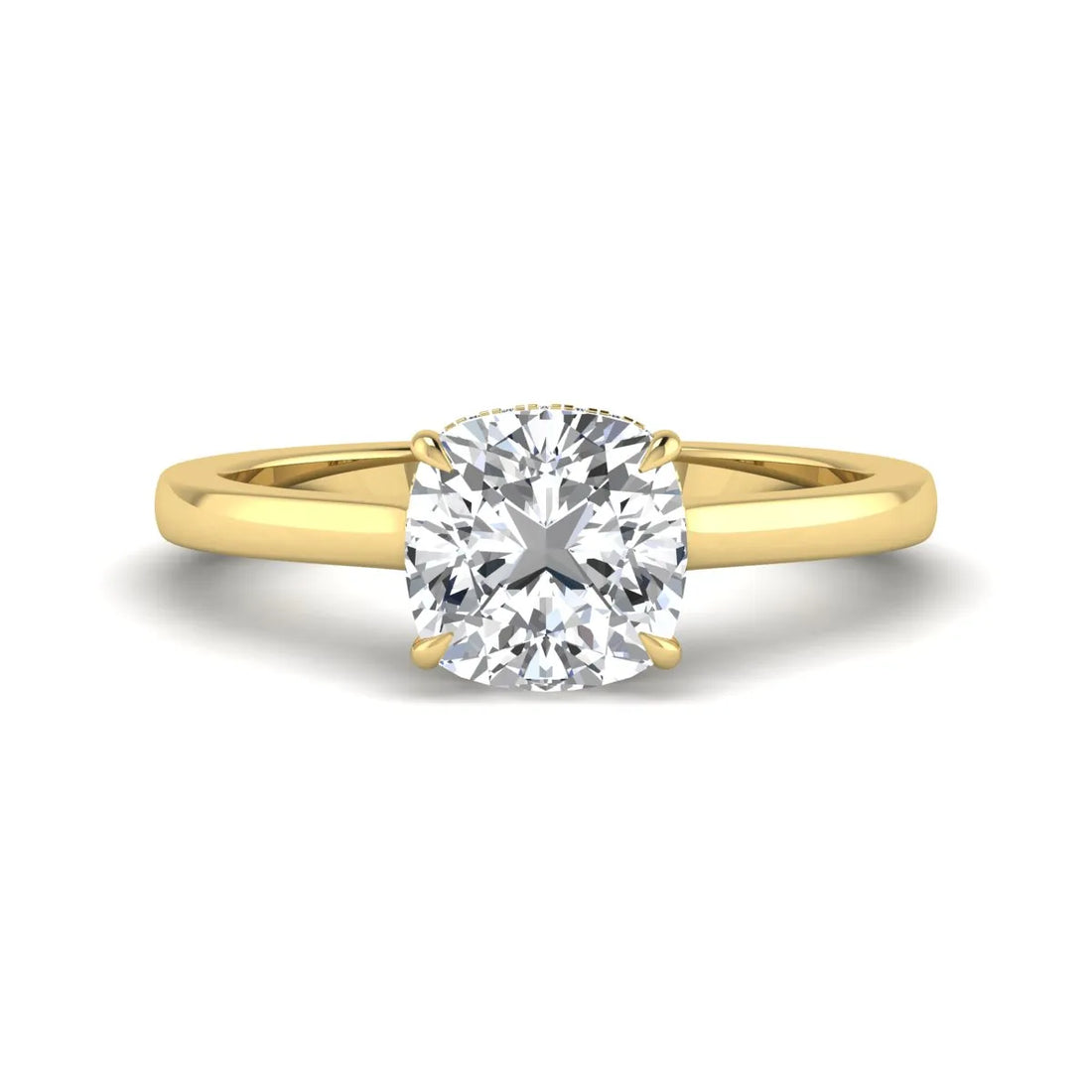 OctaPearl 1.5 ct Cushion Cut Hidden Halo Solitaire Lab Grown Diamond Engagement Ring