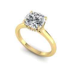 OctaPearl 1.5 ct Cushion Cut Hidden Halo Solitaire Lab Grown Diamond Engagement Ring - alternate view