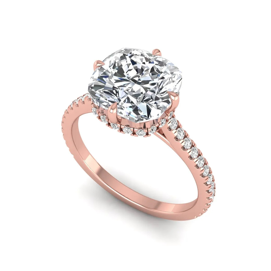 OctaPearl 3 ct Cushion Cut Lab Grown Diamond Hidden Halo Engagement Ring